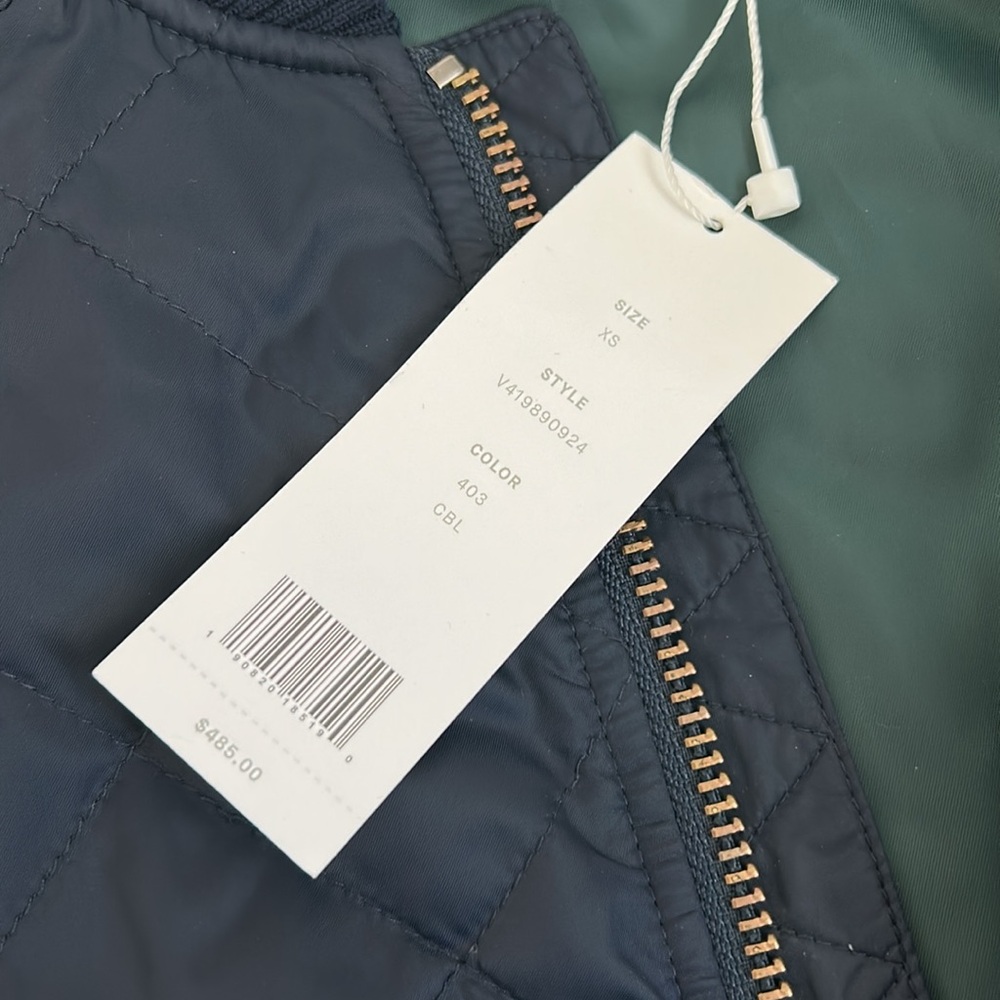 NEW Vince quilted bomber zip jacket in Costal Blue navy XS - Picture 7 of 8